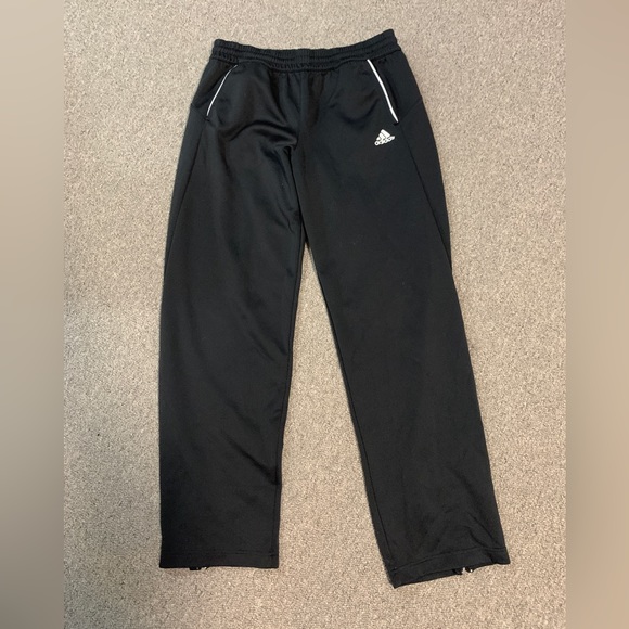 Adidas black warm up pants, men’s M, side pockets, zippers at leg hem - Picture 1 of 6